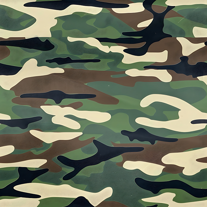 Woodland Camouflage with Organic Patch Pattern and Classic Military Col… seamless PBR texture preview