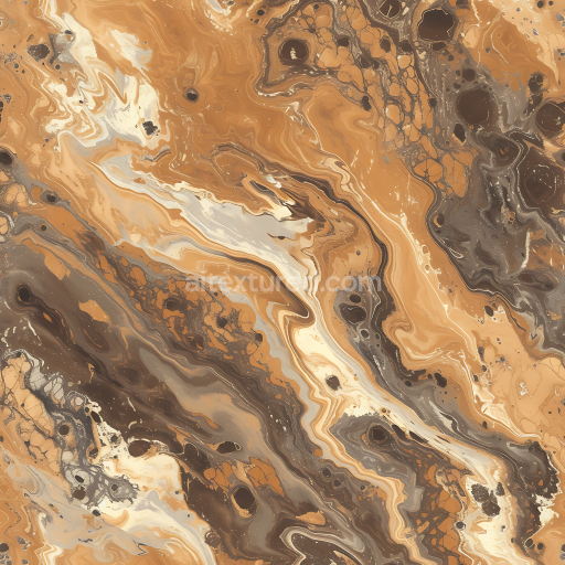 Seamless 3D PBR Caramel and Bronze Marble Texture with Fluid Swirl Patterns