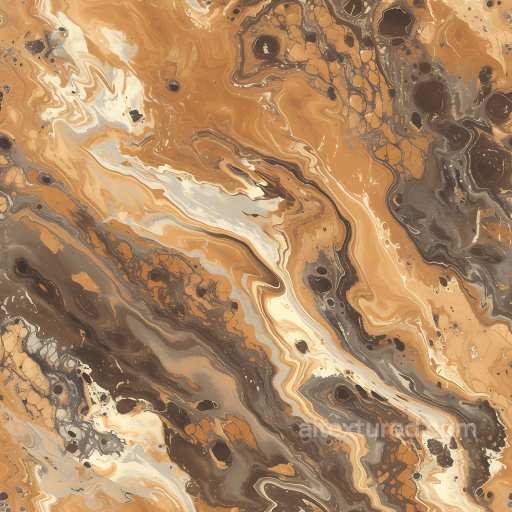 Caramel and Bronze Marble Texture with Fluid Swirl Patterns seamless Marble PBR texture