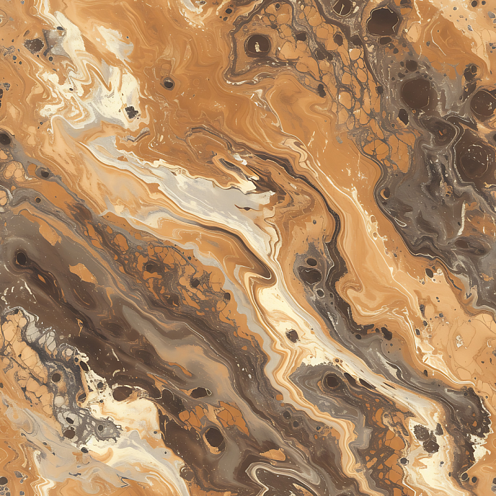 Caramel and Bronze Marble with Fluid Swirl Patterns seamless PBR texture preview