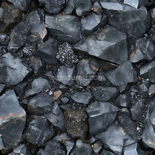Seamless 3D PBR Slate Rock Ground Texture with Dark Blue and Gray Tones
