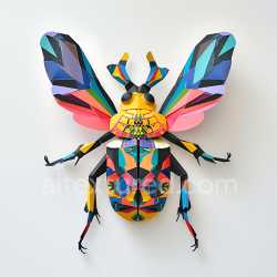 seamless Seamless 3D PBR Texture of Origami-Inspired Colorful Beetle Pattern texture 8k free download PBR