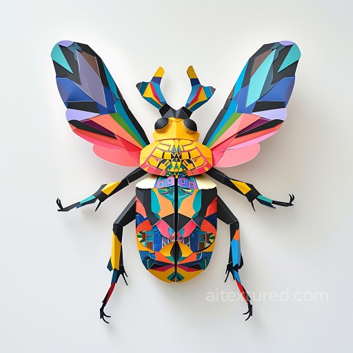 Animal - Seamless 3D PBR Texture of Origami-Inspired Colorful Beetle Pattern texture preview