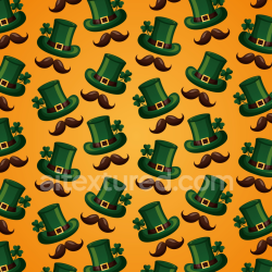 seamless Seamless 3D PBR Texture Featuring Cartoon St Patrick's Green Hats and Mustaches texture 8k free download PBR