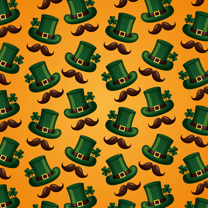 Featuring Cartoon St Patrick's Green Hats and Mustaches seamless PBR texture preview