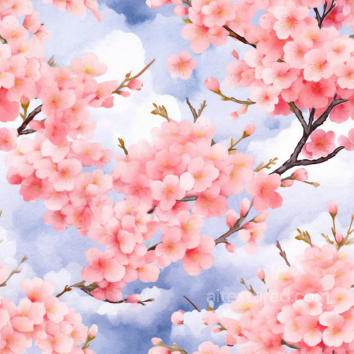 Soft Pink Flower Blossoms on Sky Seamless Texture seamless Pink Flower PBR texture