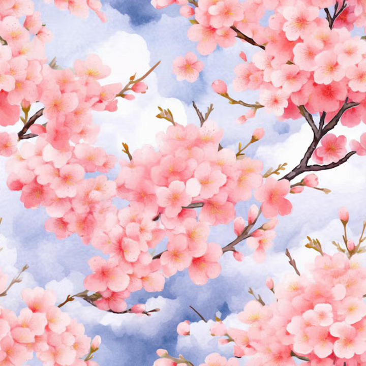 Soft Pink Flower Blossoms on Sky seamless PBR texture preview
