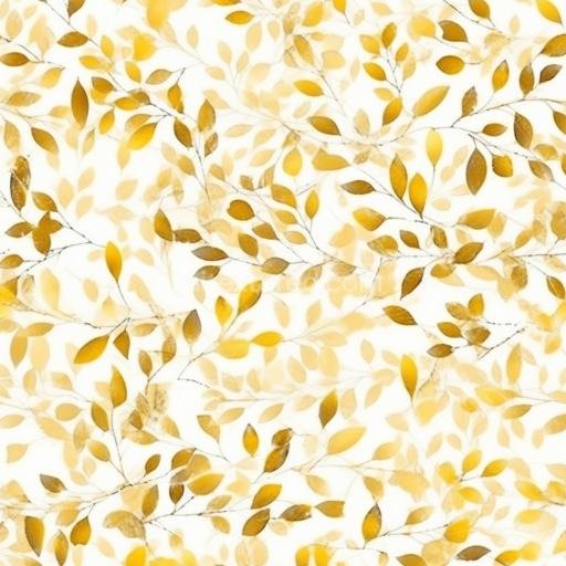 Seamless 3D PBR White Background Texture with Gold Leaf Motif