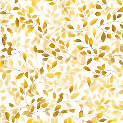 White Background Texture with Gold Leaf Motif seamless White & Gold PBR texture