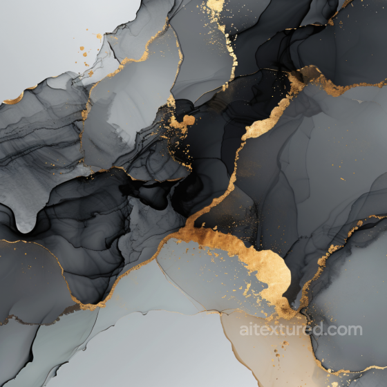 Alcohol Ink PBR Texture Featuring Black and Gold Marbling with Fluid Veins Alcohol ink texture preview
