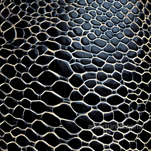 skin PBR texture of glossy black reptilian scales with organic patterns seamless Skin PBR texture
