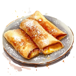seamless Watercolor Style Cheese Blintzes Breakfast Plate Illustration texture 8k free download PBR