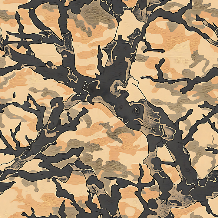 Desert Camouflage with Organic Shapes and Earthy Tones seamless PBR texture preview