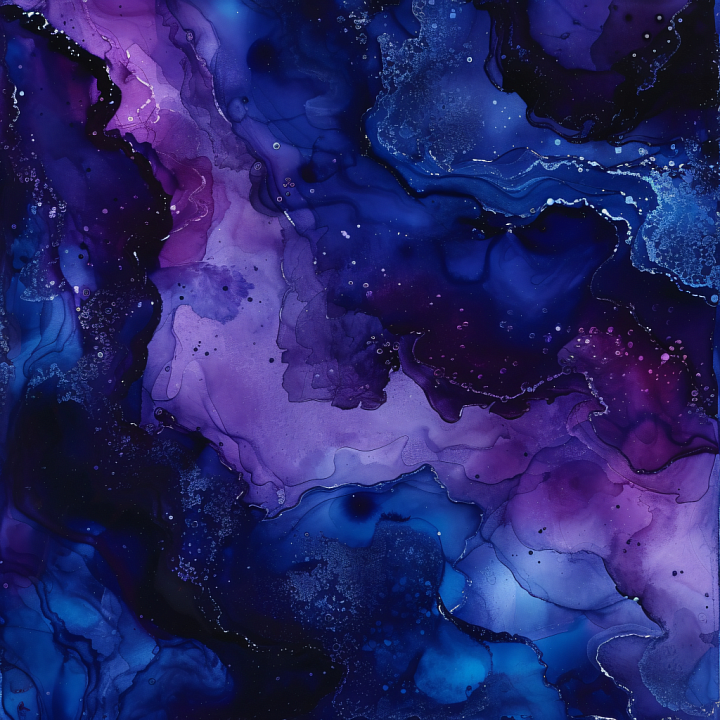 Alcohol Ink Featuring Blue and Violet Fluid Swirls seamless PBR texture preview