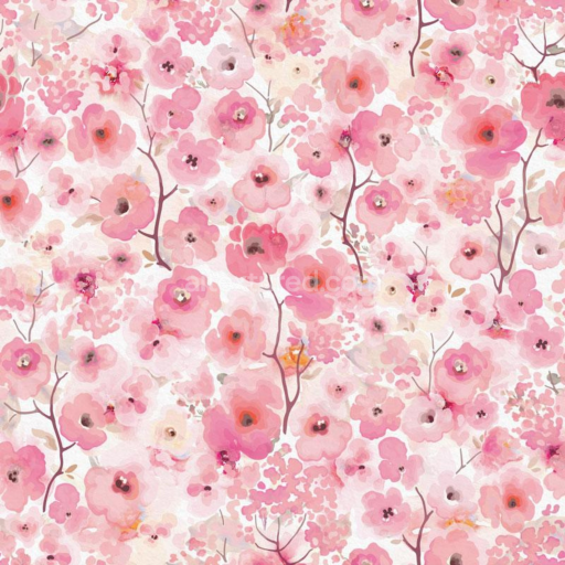 Seamless 3D PBR Pink Flower Floral Pattern Fabric Texture with Delicate Blossoms