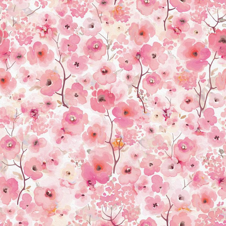 Pink Flower Floral Pattern Fabric with Delicate Blossoms seamless PBR texture preview