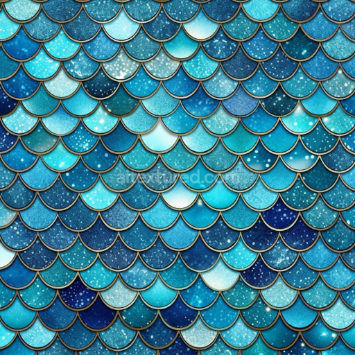 Seamless 3D PBR Mermaid Scale Texture with Gradient Blue Scale Pattern