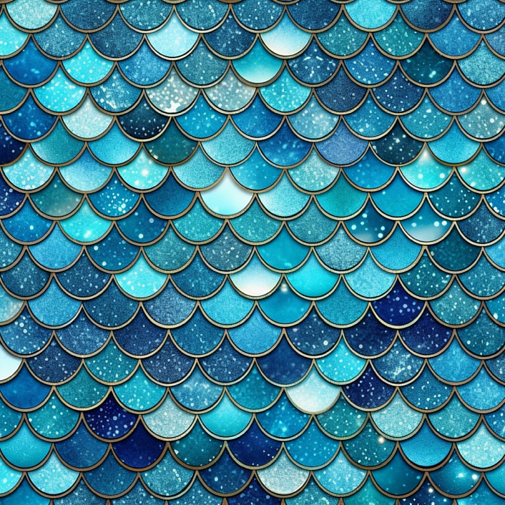 Mermaid Scale with Gradient Blue Scale Pattern seamless PBR texture preview