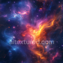 seamless Seamless 3D Space PBR Texture Featuring Vivid Nebula Clouds in Blue and Orange texture 8k free download PBR
