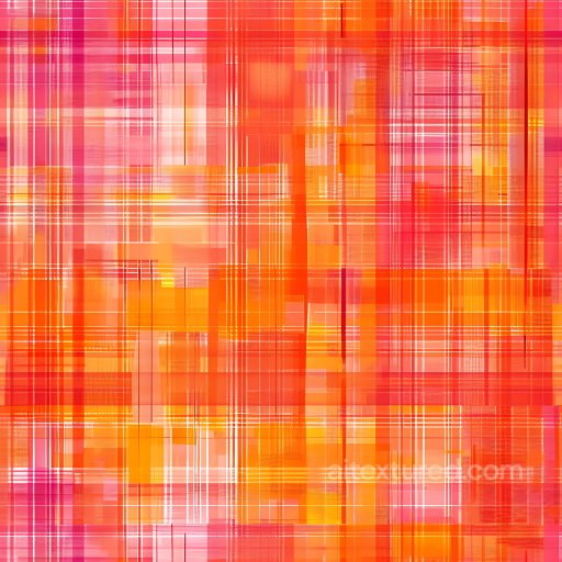 Seamless 3D PBR Texture of Vibrant Orange and Pink Abstract Plaid Pattern texture preview