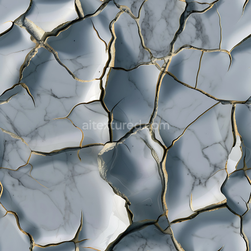 Seamless 3D PBR Cracked Marble Texture with Golden Sandstone Edges and Sharp Fractures