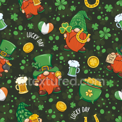 seamless Seamless St Patrick cartoon 3D PBR texture with leprechauns and themed icons texture 8k free download PBR