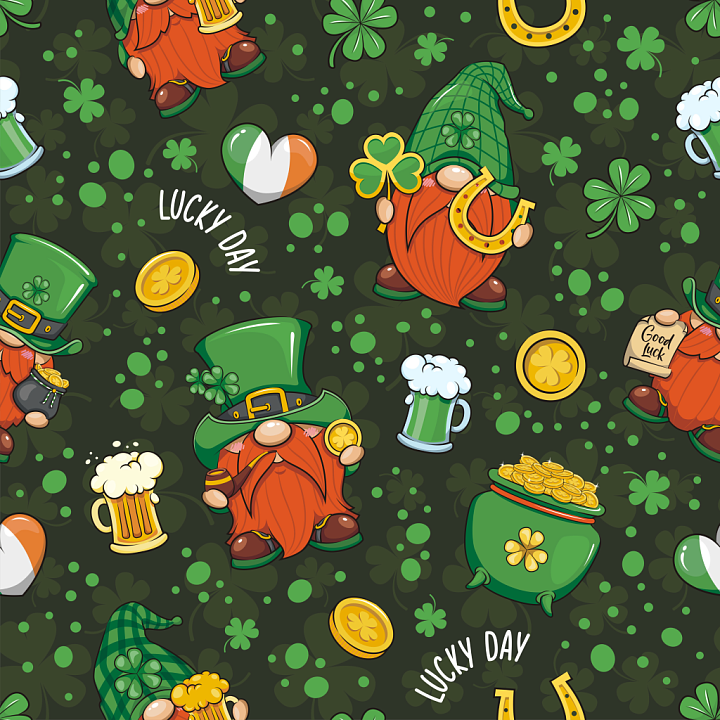 St Patrick Cartoon With Leprechauns And Themed Icons seamless PBR texture preview