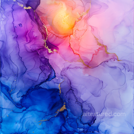 Alcohol Ink PBR Texture Featuring Violet to Blue Gradients with Golden Veining Alcohol ink texture preview