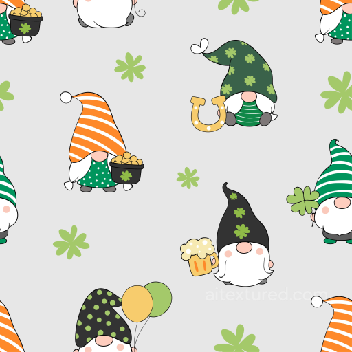 Cartoon St Patrick Gnome Pattern Fabric Texture seamless St patrick PBR texture