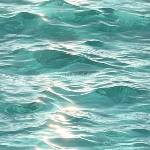 Seamless 3D PBR Water Texture Featuring Turquoise Ocean Surface with Gentle Waves and Realistic Reflections
