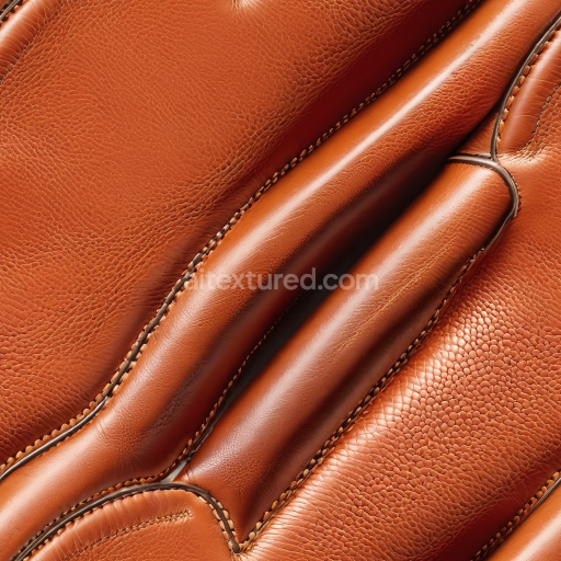 Seamless 3D Brown Pebbled Leather PBR Texture with Detailed Stitching and Smooth Panels
