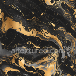 seamless Seamless 3D Black Marble PBR Texture with Luxurious Gold Veining and Fluid Patterns texture 8k free download PBR