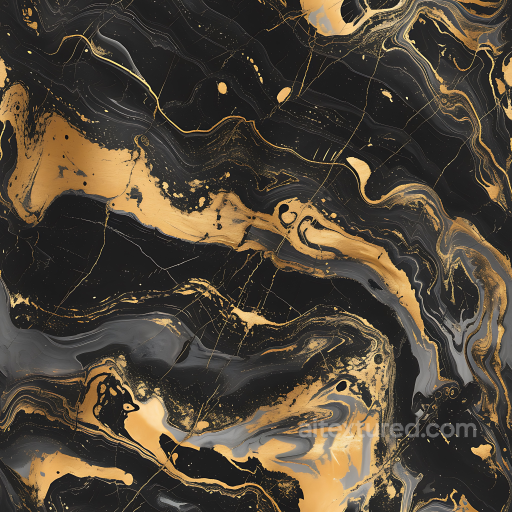 Black Marble PBR Texture with Luxurious Gold Veining and Fluid Patterns seamless Marble PBR texture