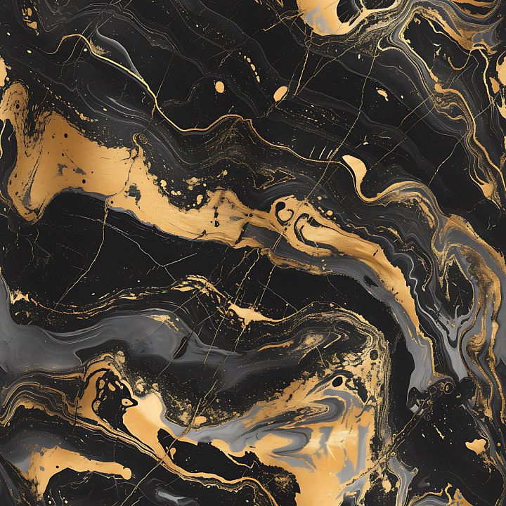 Black Marble with Luxurious Gold Veining and Fluid Patterns seamless PBR texture preview