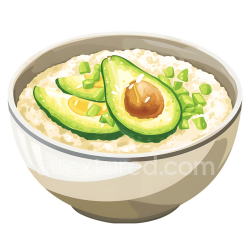 seamless Savory Oatmeal Breakfast Bowl with Fresh Avocado Slices Illustration texture 8k free download PBR