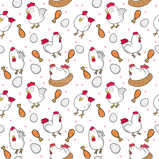 Pattern Bundle - Seamless 3D Pattern PBR Texture with Playful Cartoon Chickens, Eggs, and Drumsticks texture preview