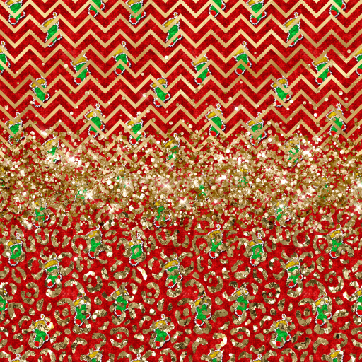 Seamless 3D PBR Christmas Glitter Texture Featuring Red Chevron and Gold Confetti