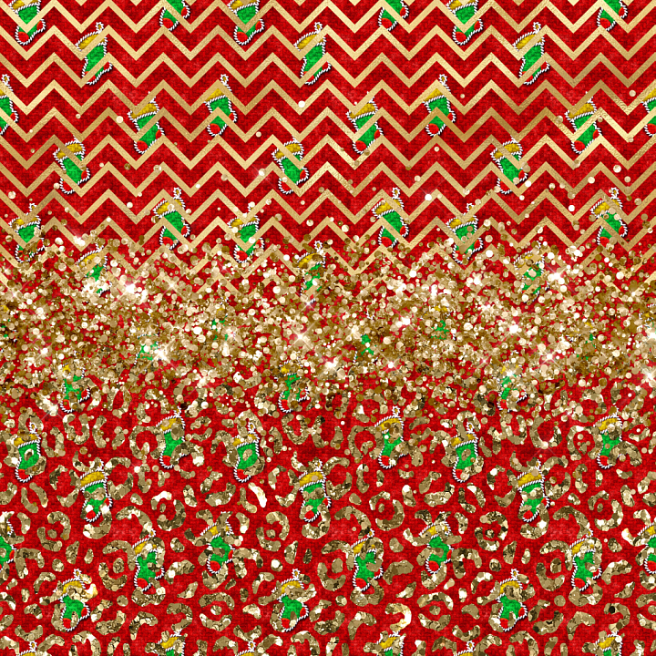 Christmas Glitter Featuring Red Chevron and Gold Confetti seamless PBR texture preview