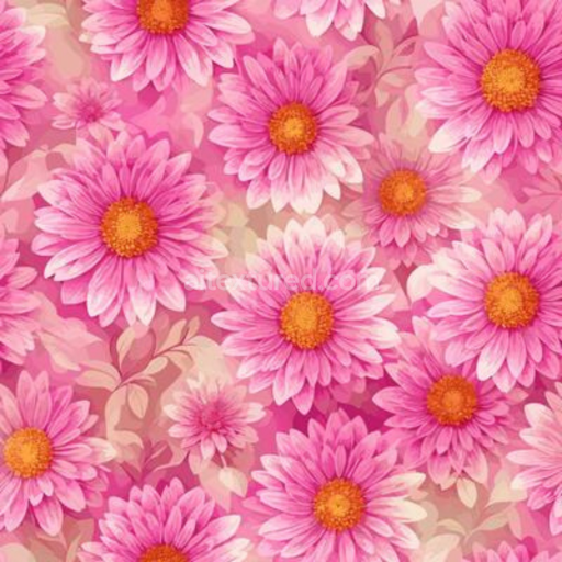 Seamless 3D PBR Texture of Pink Flower Fabric Pattern with Bold Floral Design