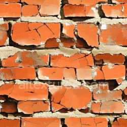 seamless Seamless 3D cracked brick wall PBR texture with chipped orange-red bricks and eroded mortar texture 8k free download PBR
