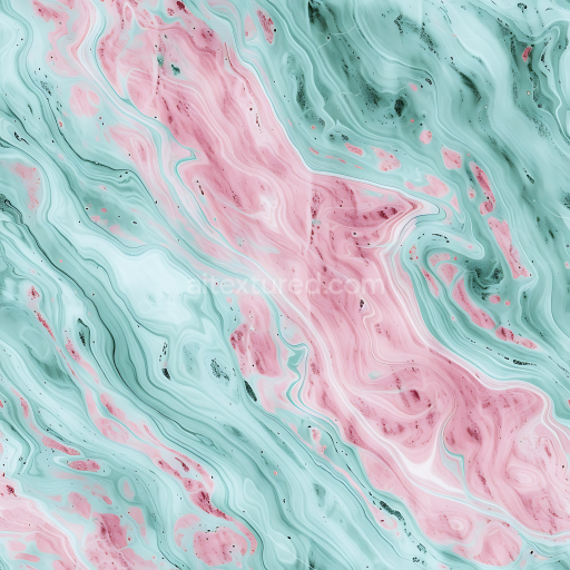 Seamless 3D Dusty Rose and Mint Marble PBR Texture with Flowing Pastel Veins