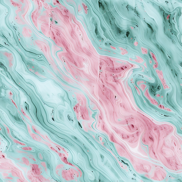 Dusty Rose and Mint Marble with Flowing Pastel Veins seamless PBR texture preview