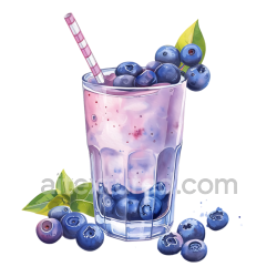 seamless Blueberry Yogurt Smoothie with Fresh Berries Breakfast Illustration texture 8k free download PBR