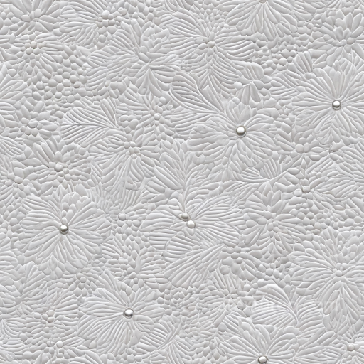 Embossed White Floral Leather Texture With Pearl Studs seamless Leather PBR texture
