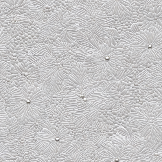Embossed White Floral Leather Texture With Pearl Studs Leather texture preview