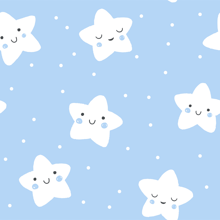 Baby Boy Star Pattern Fabric in Light Blue seamless PBR texture preview