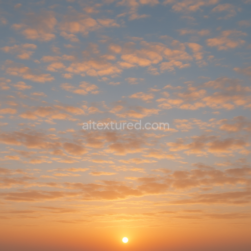 Seamless 8k PBR 3d texture of sunrise sky with golden hour light and stratocumulus clouds
