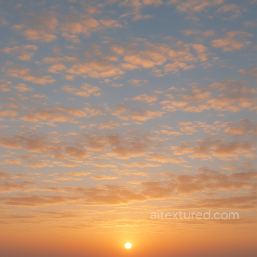Seamless 8K PBR 3D texture of sunrise sky with golden hour light and stratocumulus clouds seamless Sky PBR texture