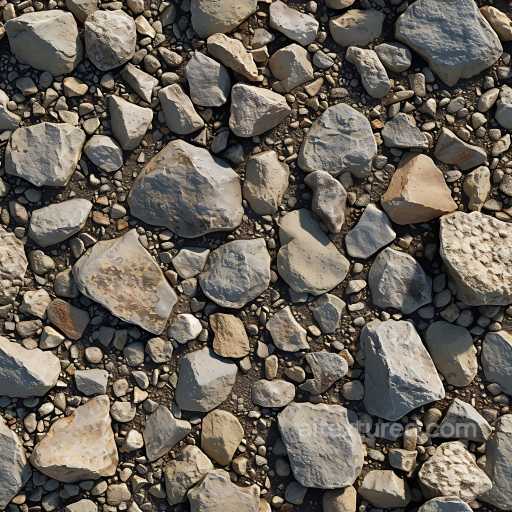Stone Texture of Rocky Ground with Varied Stone Shapes and Earthy Colors seamless Stone PBR texture
