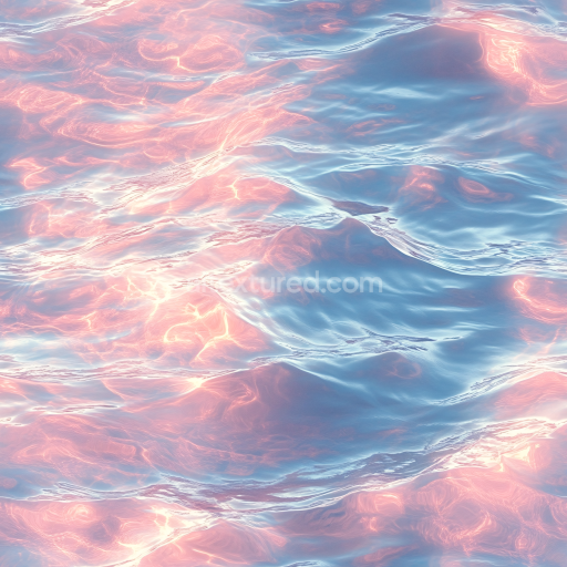 Seamless 3D Water PBR Texture with Pastel Sunset Ocean Surface and Soft Waves
